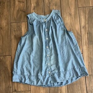 LOFT Light Blue Sleeveless Button-Front Chambray Top